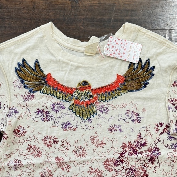 Free People Navigator Ivory Linen Blend Short Sleeve Top Size Small Women - Picture 4 of 9